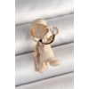 Pirinç Gold Renk Beyaz Mineli Doktor Model Kadın Broş