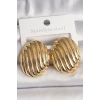 Pirinç Gold Renk İşlemeli Oval Model Kadın Küpe