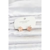 Pirinç Gold Renk Pembe Çiçek Model Çocuk Küpe