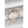 Pirinç Gold Renk Pembe Damla Zirkon Taşlı Ayarlanabilir Kadın Yüzük
