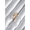 Pirinç Gold Renk Zirkon Taşlı Kalp Charm Model Kadın Yüzük