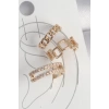 Pirinç Gold Renk Zirkon Taşlı Kare Zincir Model Kadın Kıkırdak Küpe