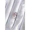 Pirinç Gümüş Renk Pembe Zirkon Taşlı Charm Model Kadın Yüzük