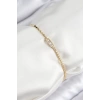 Pirinç Zirkon Taşlı Dikdörtgen Model Ezme Zincir Gold Renk Kadın Bileklik