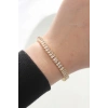 Pirinç Zirkon Taşlı Gold Renk Su Yolu Bileklik
