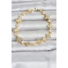 Pirinç Zirkon Taşlı ve Mineli Yonca Model Gold Renk Kadın Bileklik