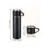 Termos Seti 3lü Bardak Seti Isı Dayanıklı Siyah Paslanmaz Çelik Vakumlu
