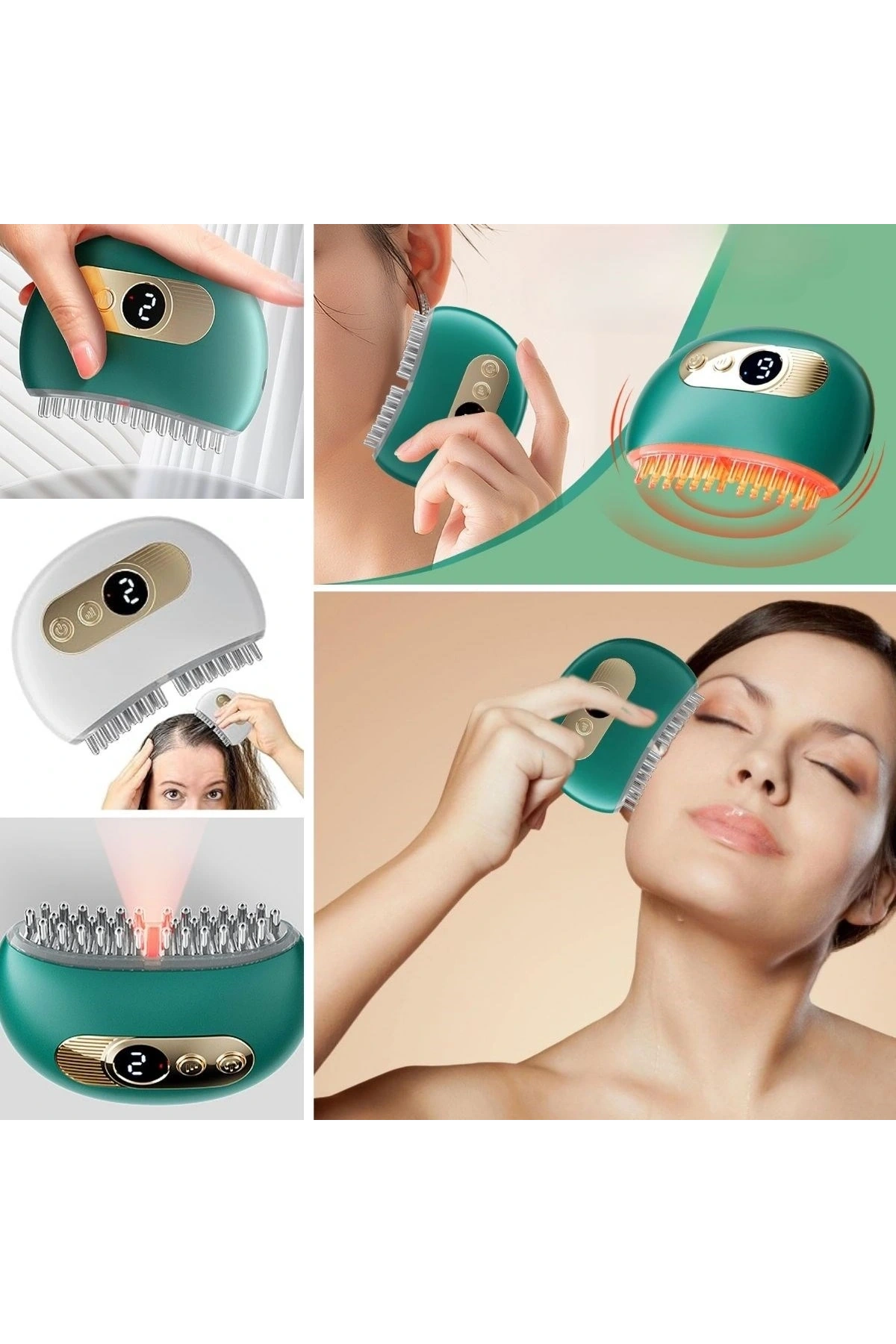 1 Adet Akıllı Elektrik Akımlı EMS Titreşimli Masaj Tarağı Kademeli Yüz Masaj Aleti Aparatı (5047)