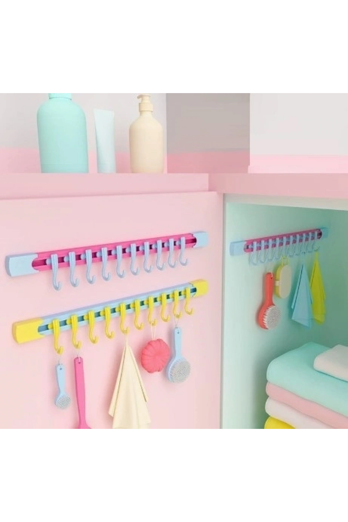 10 Kancalı Raylı Mutfak ve Banyo Düzenleyici Askı 30 cm (5047)