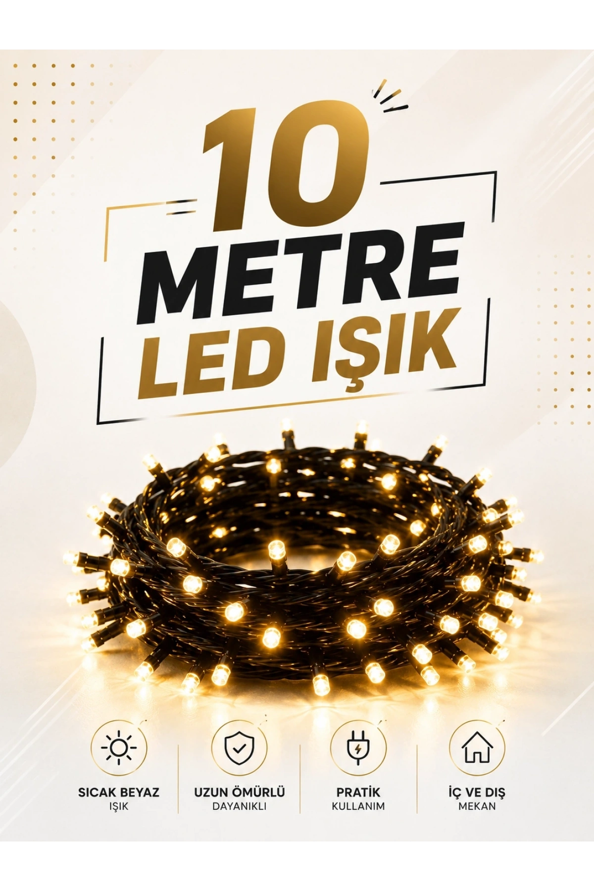 10 Metre LED Işıklı Dekoratif Parti ve Kutlama Aydınlatması