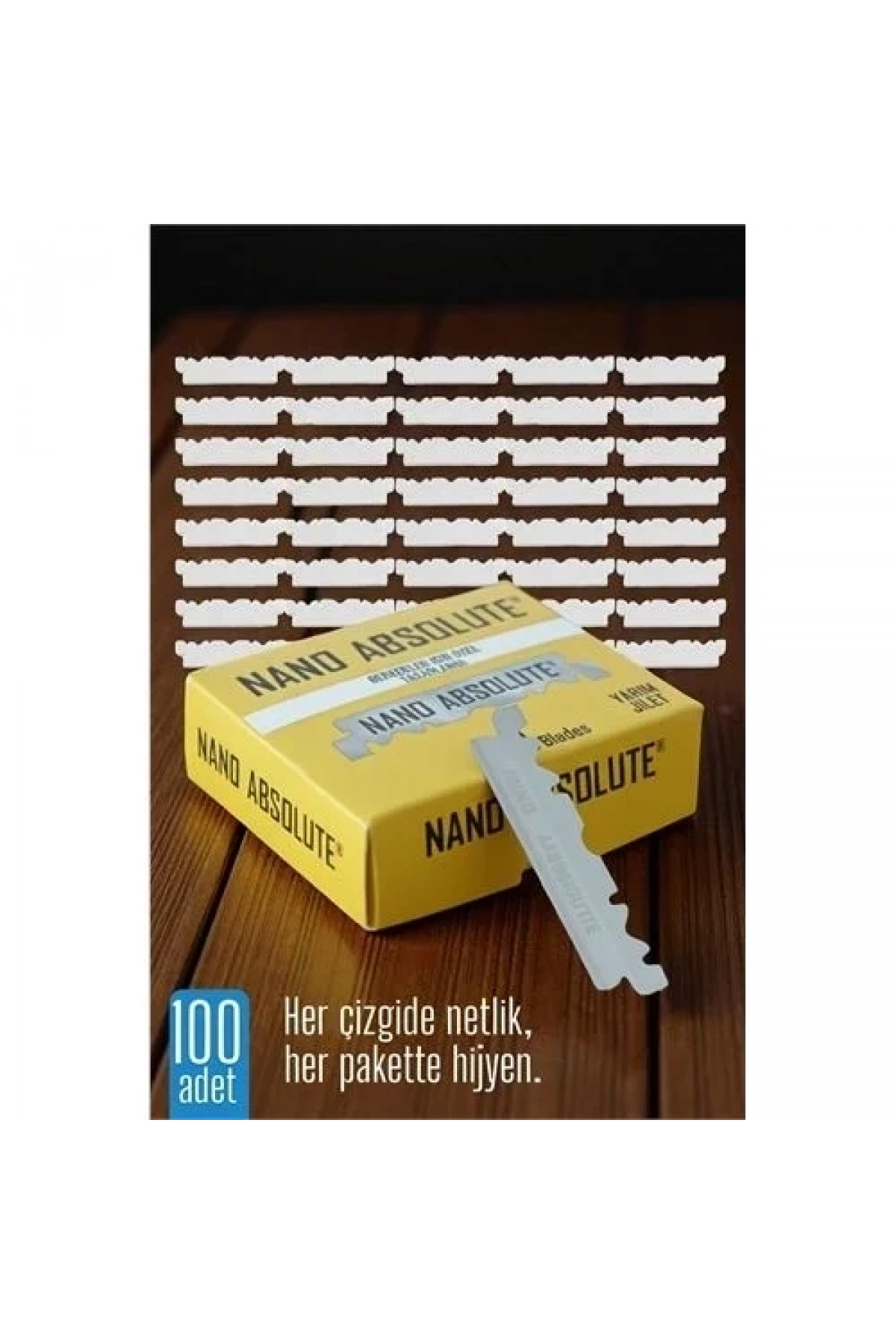 100 Lü Berber Ustura Jileti - Yarım Jilet- Berber Jileti Nano Absolute