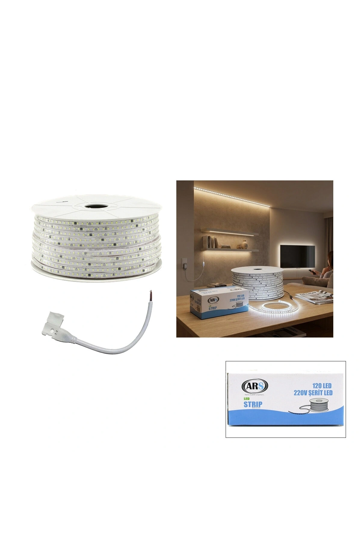 100MT 6500K - BEYAZ DIŞ MEKAN ŞERİT LED 220V 120LED ARS-348985 (5047)