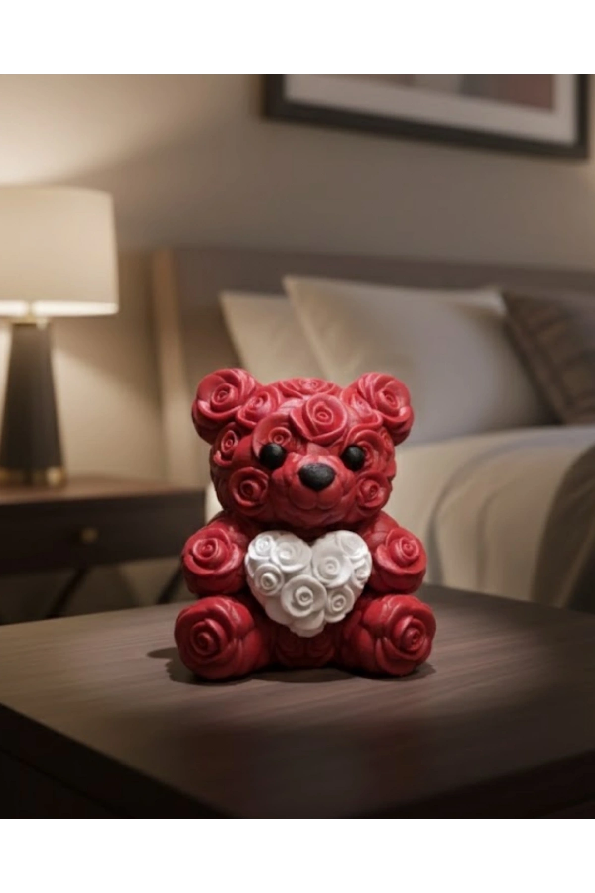 10cm 3D Özel Baskı Kalpli Ayıcık Romantik Hediye Objesi