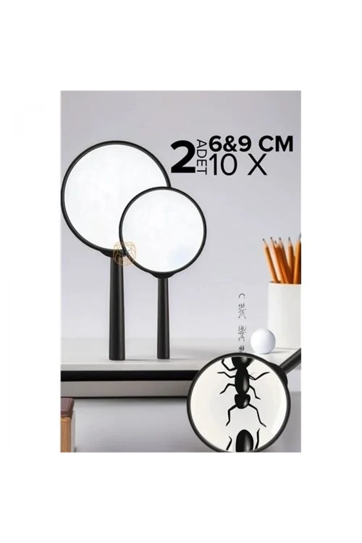 10x Büyüteç 6 Ve 9 Cm 2 Li Set