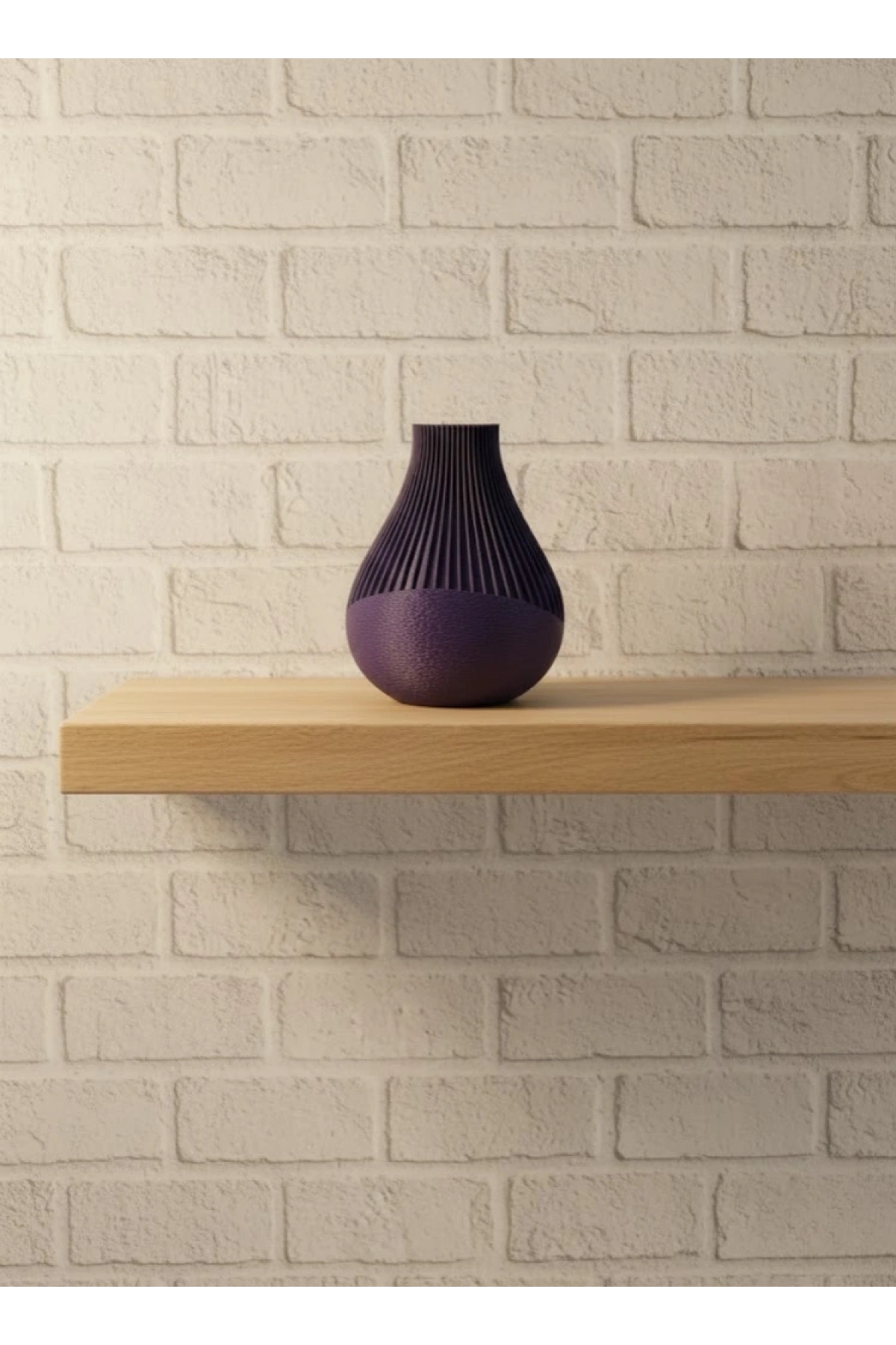11 cm Mor Minimal Çizgili Vazo Masa Üstü Şık Dekor Objesi