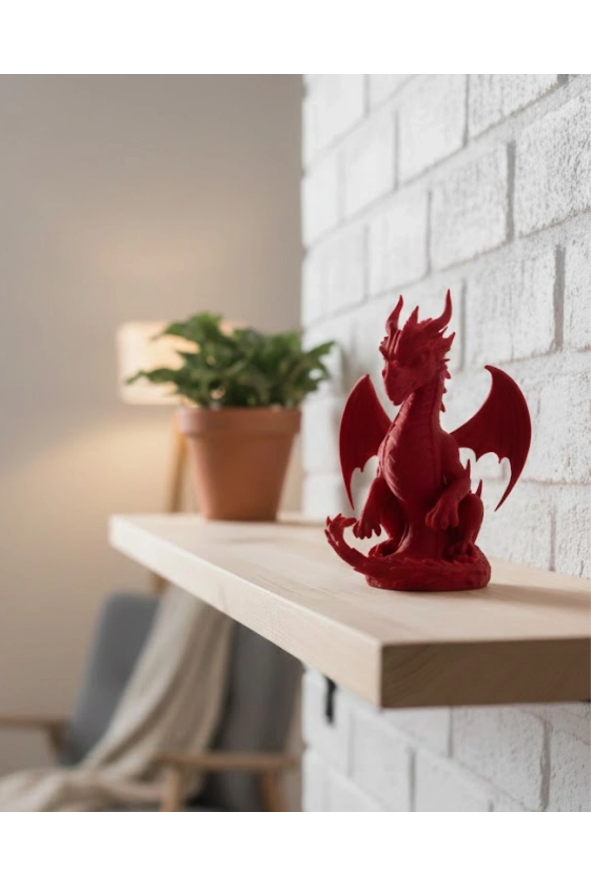 12 cm Kırmızı Ejderha Figürü Koleksiyonluk Dekoratif Biblo