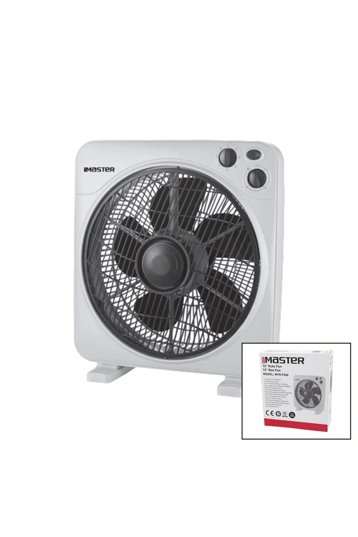 12 İNÇ  KUTU FAN  VANTİLATÖR  3 KADEME HIZ   5 PLASTİK KANAT  40W   60DK.ZAMAN AYARLI  MTR-F620 (5047)