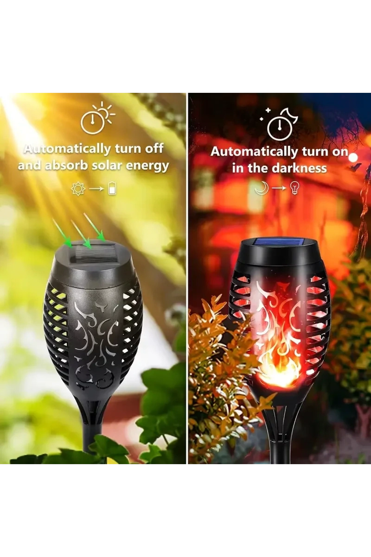 12 Ledli Alevli Solar Bahçe Aydınlatma  (5047)