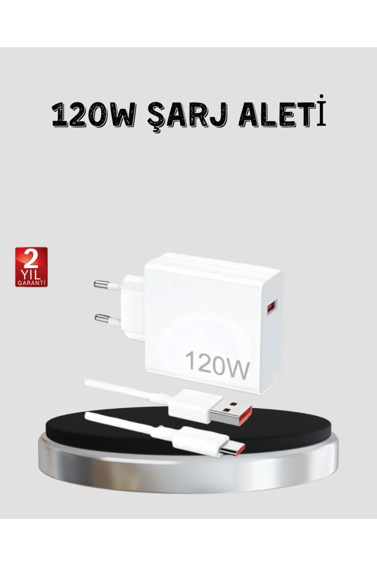 120W Hızlı Şarj Başlığı Ultra Güçlü Type-C Adaptör Kablo Dahil