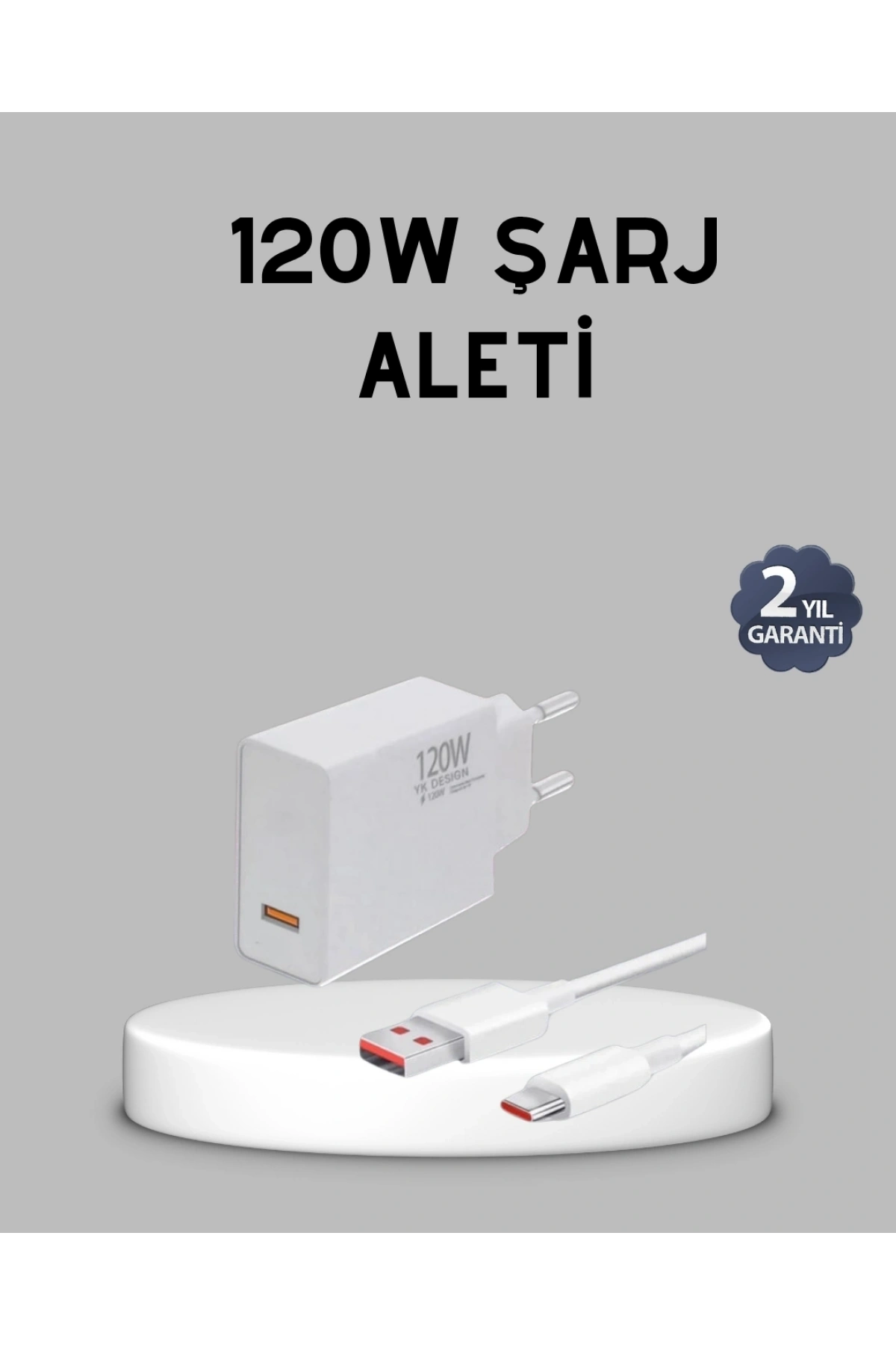 120W Süper Hızlı Şarj Adaptörü – Type-C Kablo Dahil, Yüksek Voltaj Korumalı