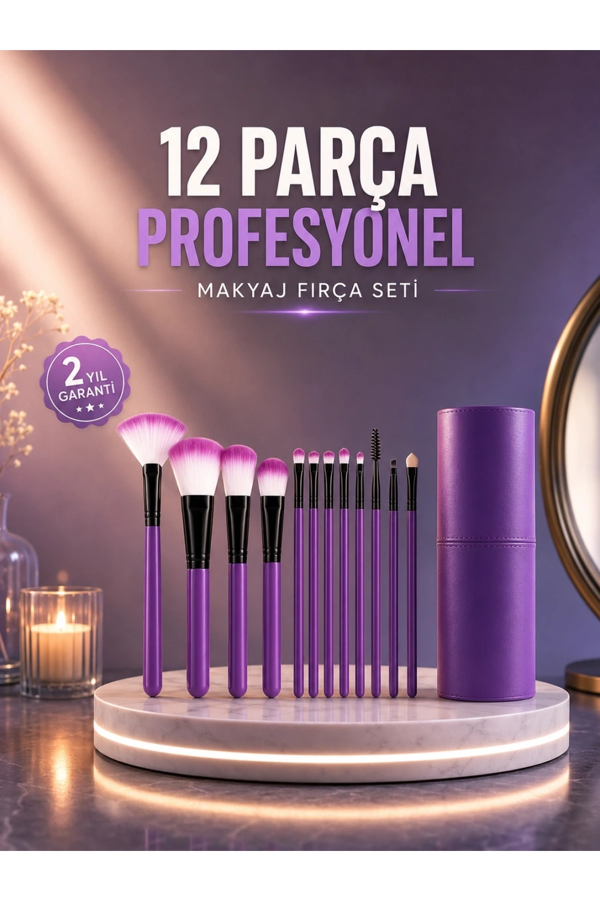 12’li Profesyonel Makyaj Fırça Seti Ultra Yumuşak Sentetik Kıllı