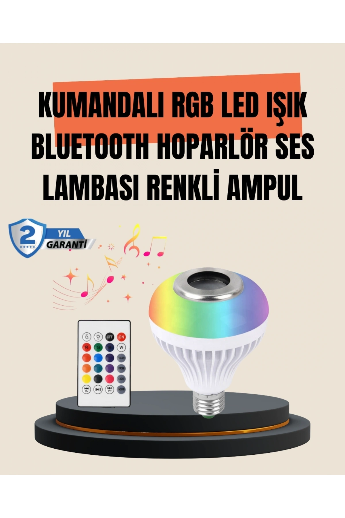 12W LED Ampul – Renkli Işık ve Dahili Hoparlör Özellikli
