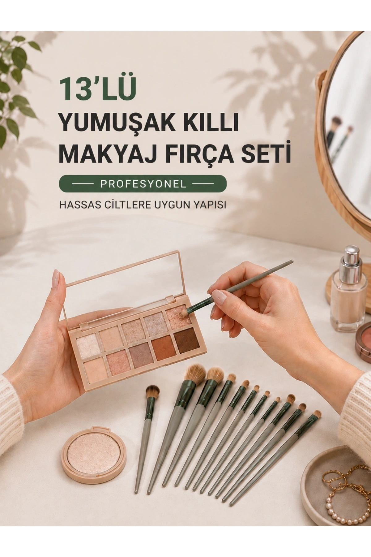13’lü Yumuşak Kıllı Makyaj Fırça Seti Profesyonel  Hassas Ciltlere Uygun Yapısı