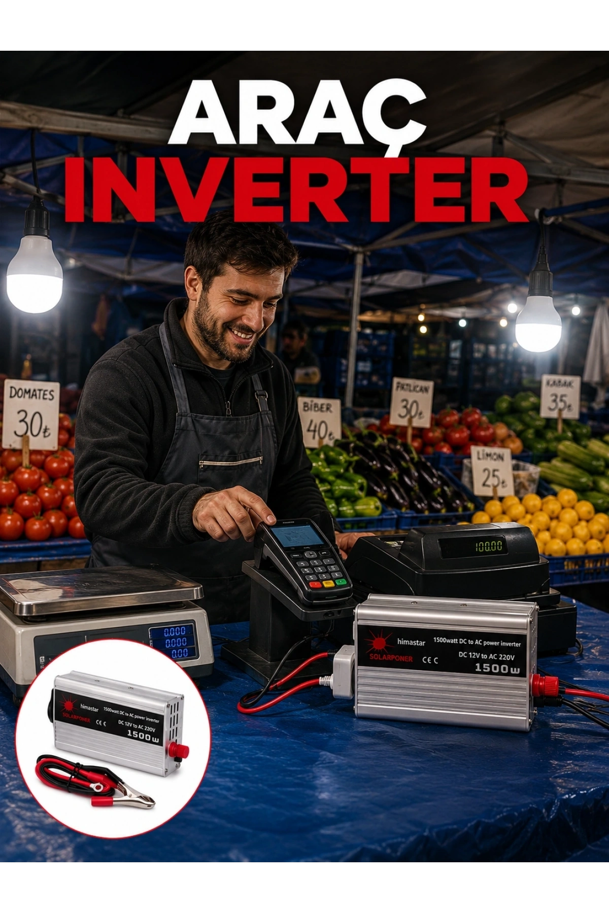 1500W Araç İnvertörü Güçlü Priz Çıkış