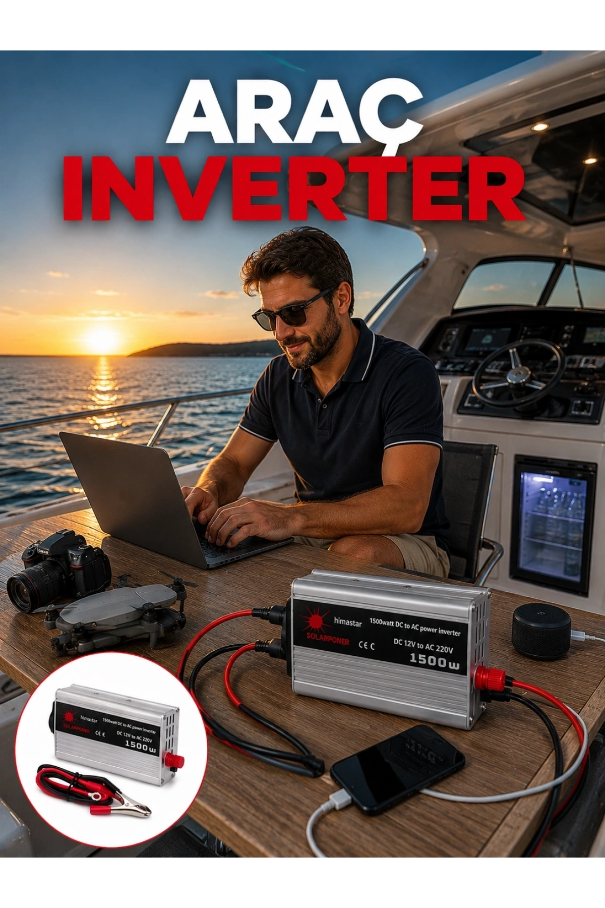 1500W Yüksek Güç Çıkışlı Araç Inverter