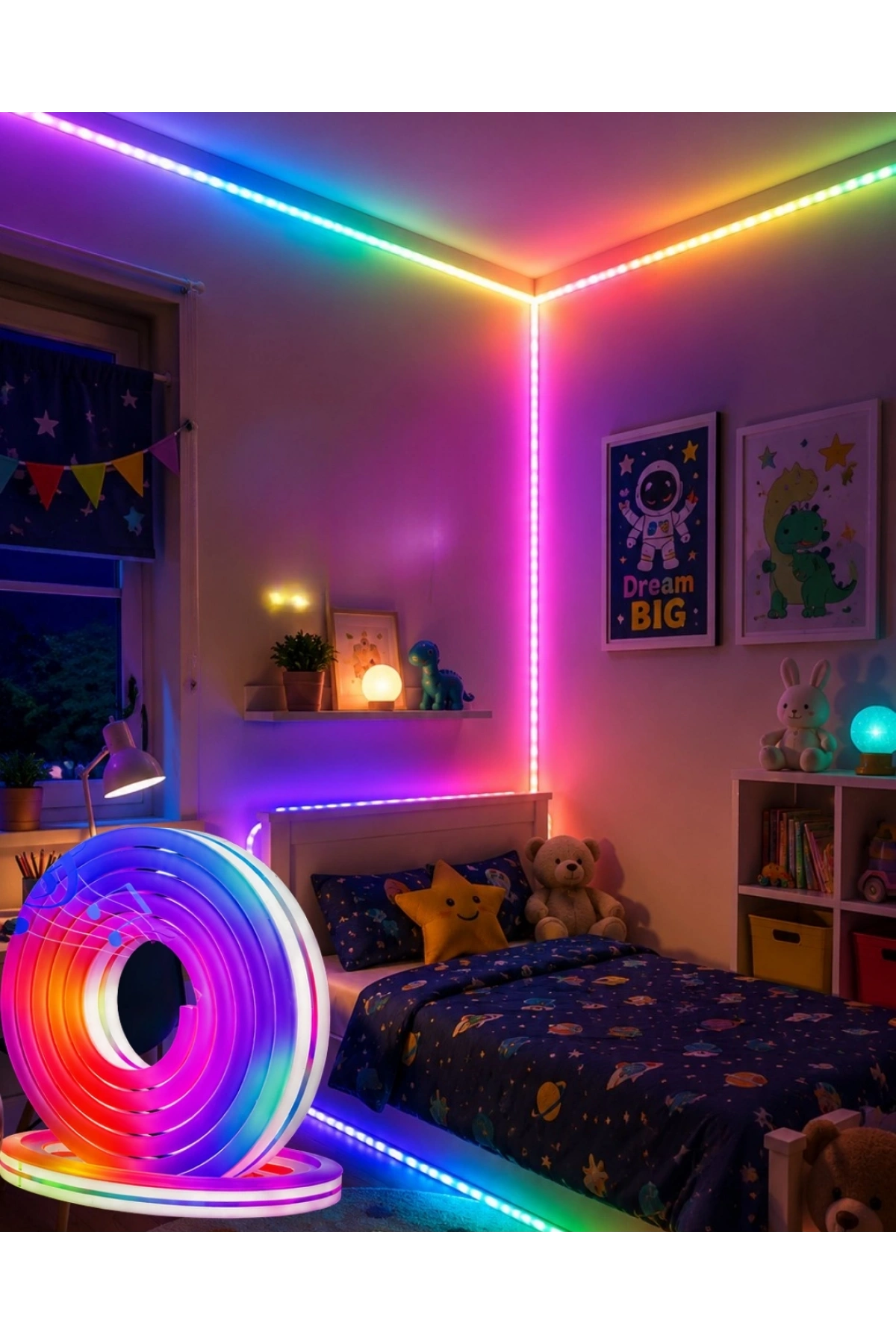 16 Milyon Renk RGB Neon Şerit Led İç ve Dış Mekan Dekor Işığı