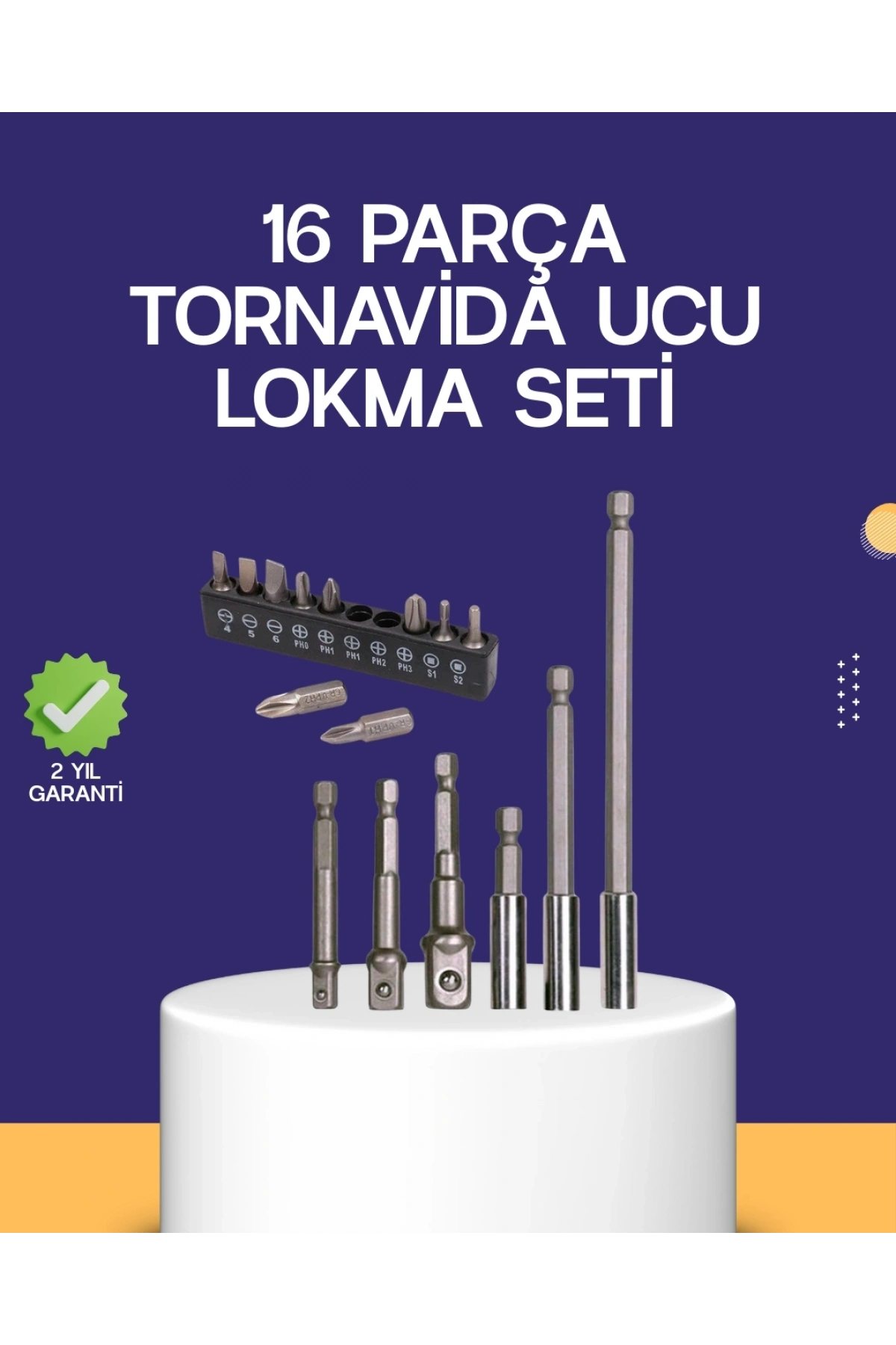 16 Parça Bits ve Adaptör Seti Vidalama Tamir Bakım Seti