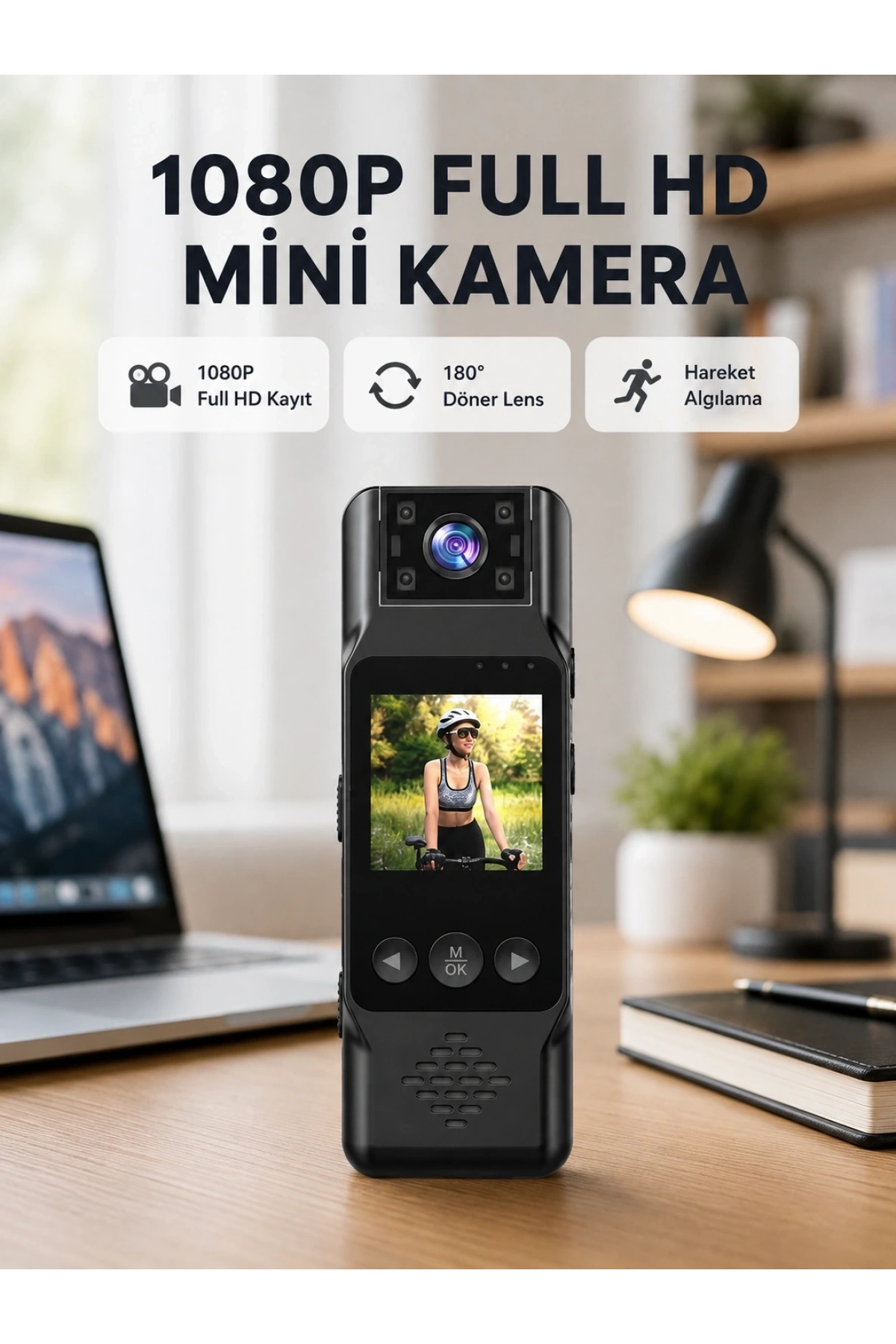 180 Derece Dönebilen Mini Kamera Full HD TFT Ekran Hareket Sensörlü (Kopya)