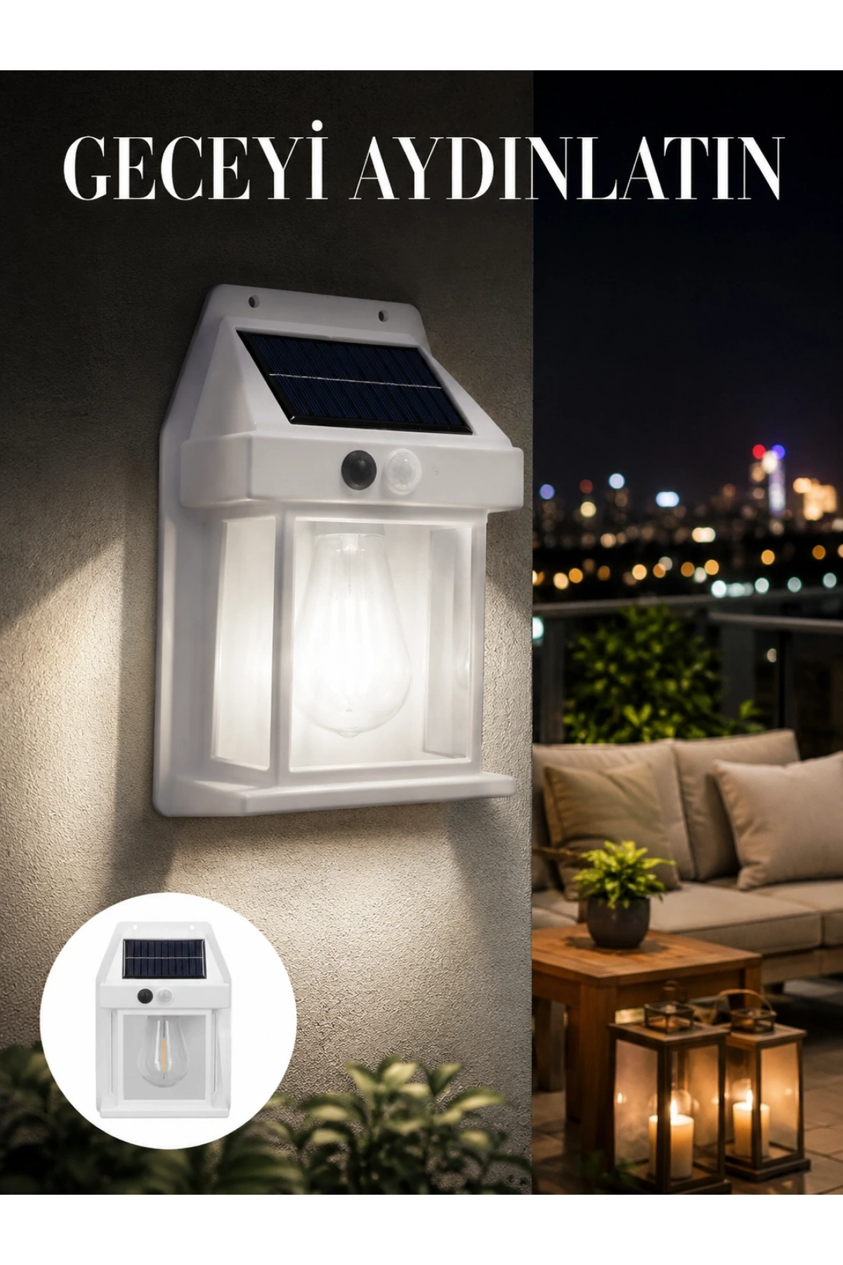 1800 mAh Pilli Solar Duvar Aydınlatma