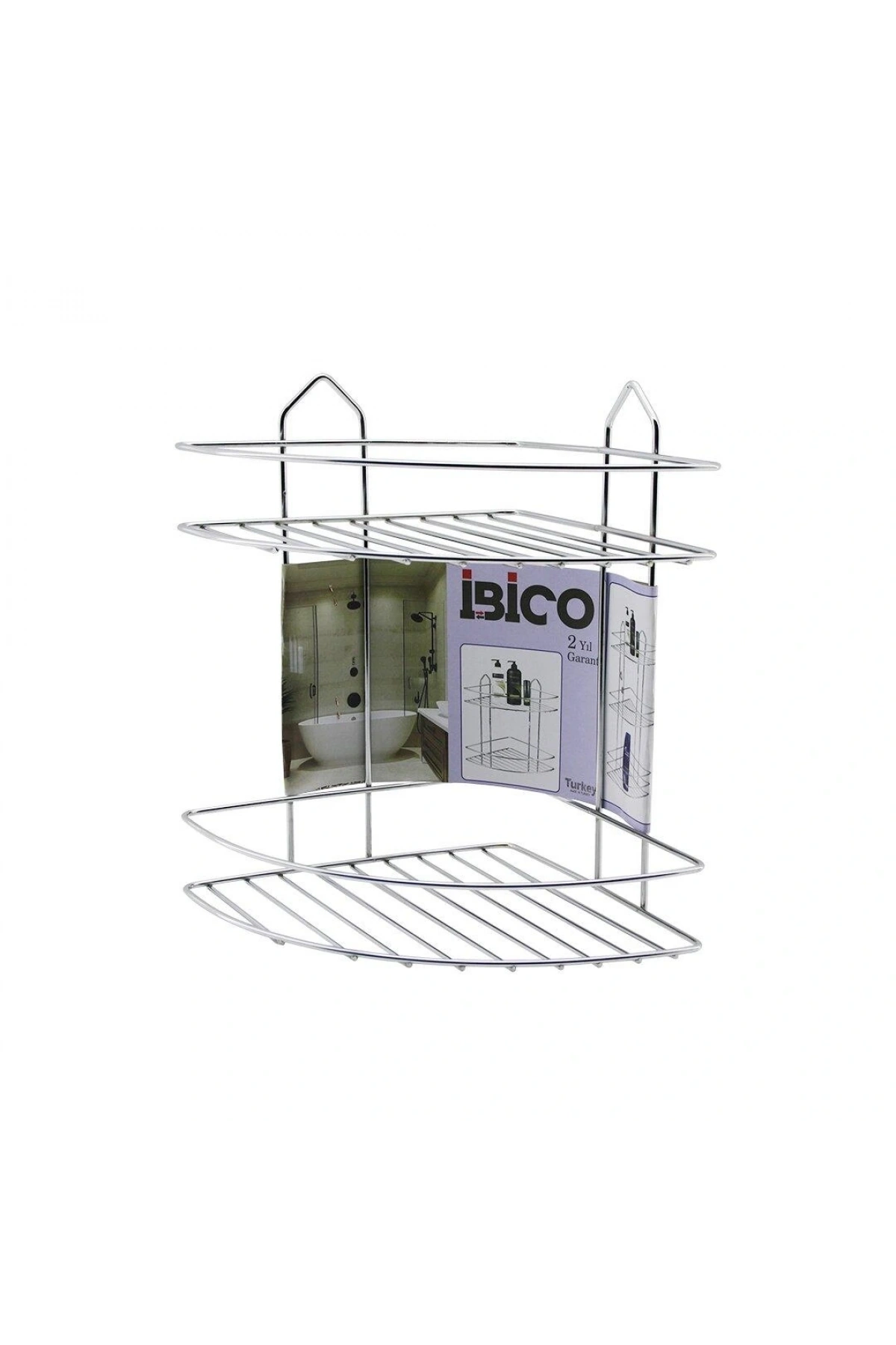 2 KATLI - ÜÇGEN   KROM   METAL  BANYO KÖŞELİK - DUŞKABİN RAF (5047)