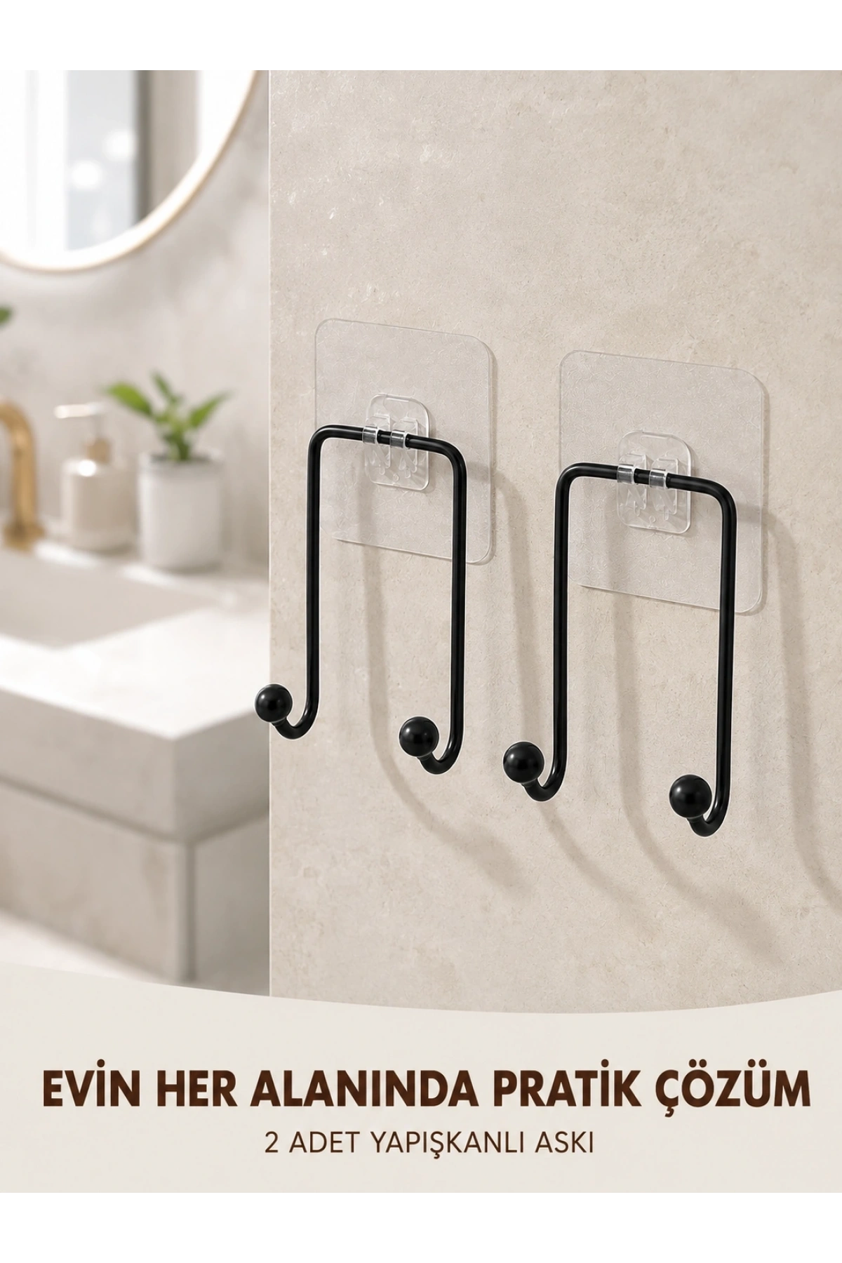 2li Yapışkanlı Duvar Askısı Mutfak Banyo ve Ev İçin Askılık