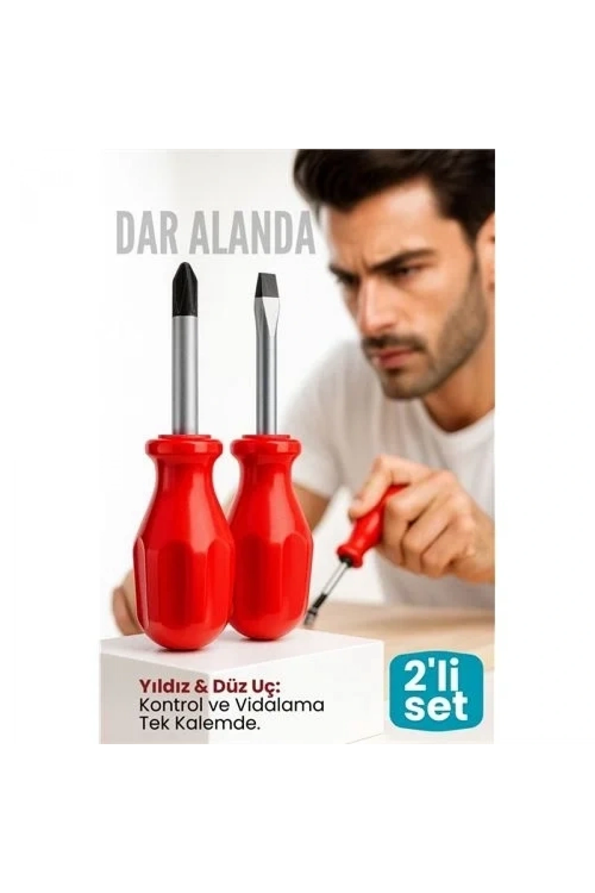 2litopaç Tornavida Seti: Avuçiçi Mini Yıldız Ve Düz Uçlu  Kısa Şaft Ufak Vidalama Anahtarı