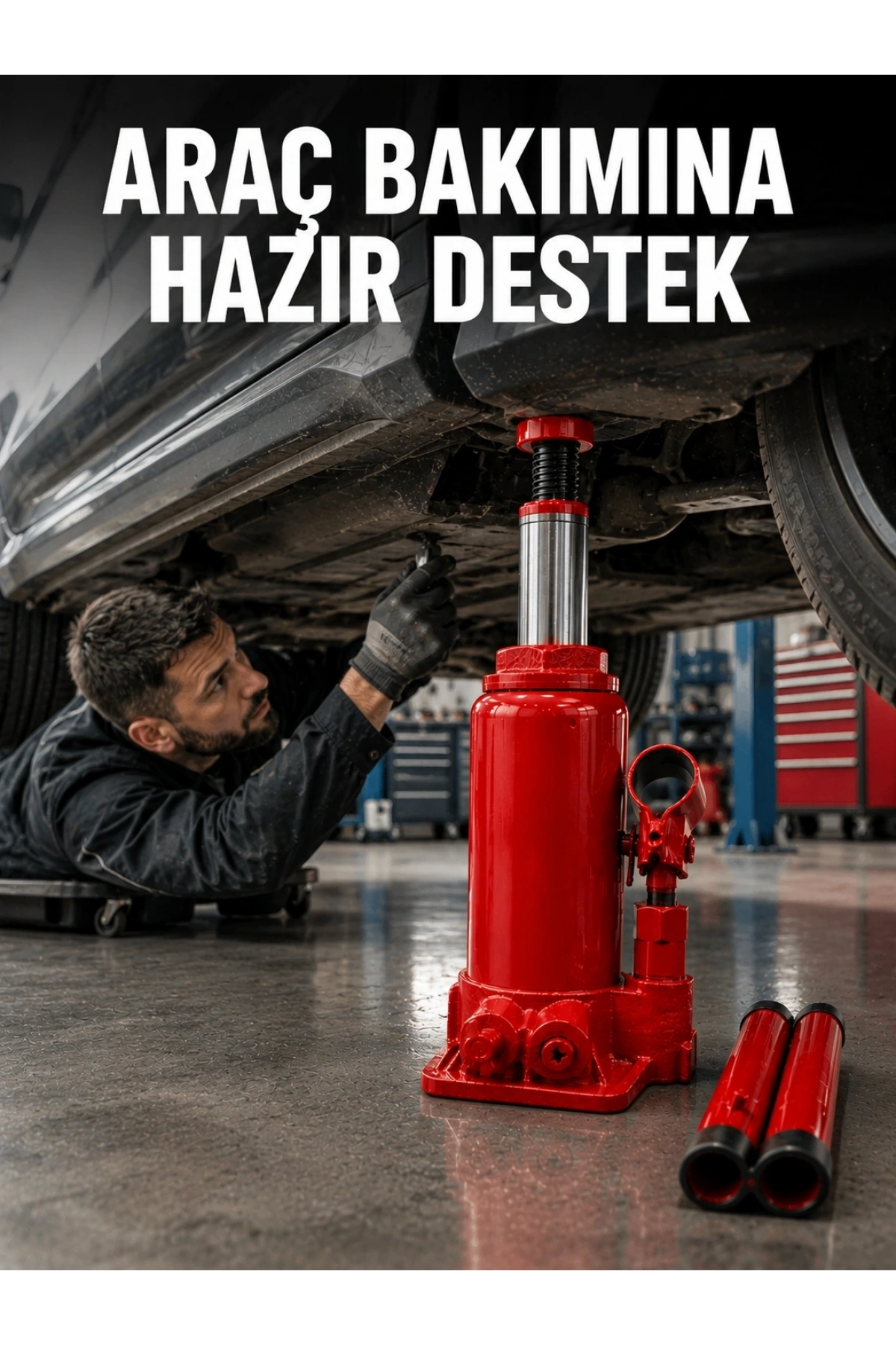 2 Ton Hidrolik Kaldırma Gücü ile Güvenli Araç Desteği