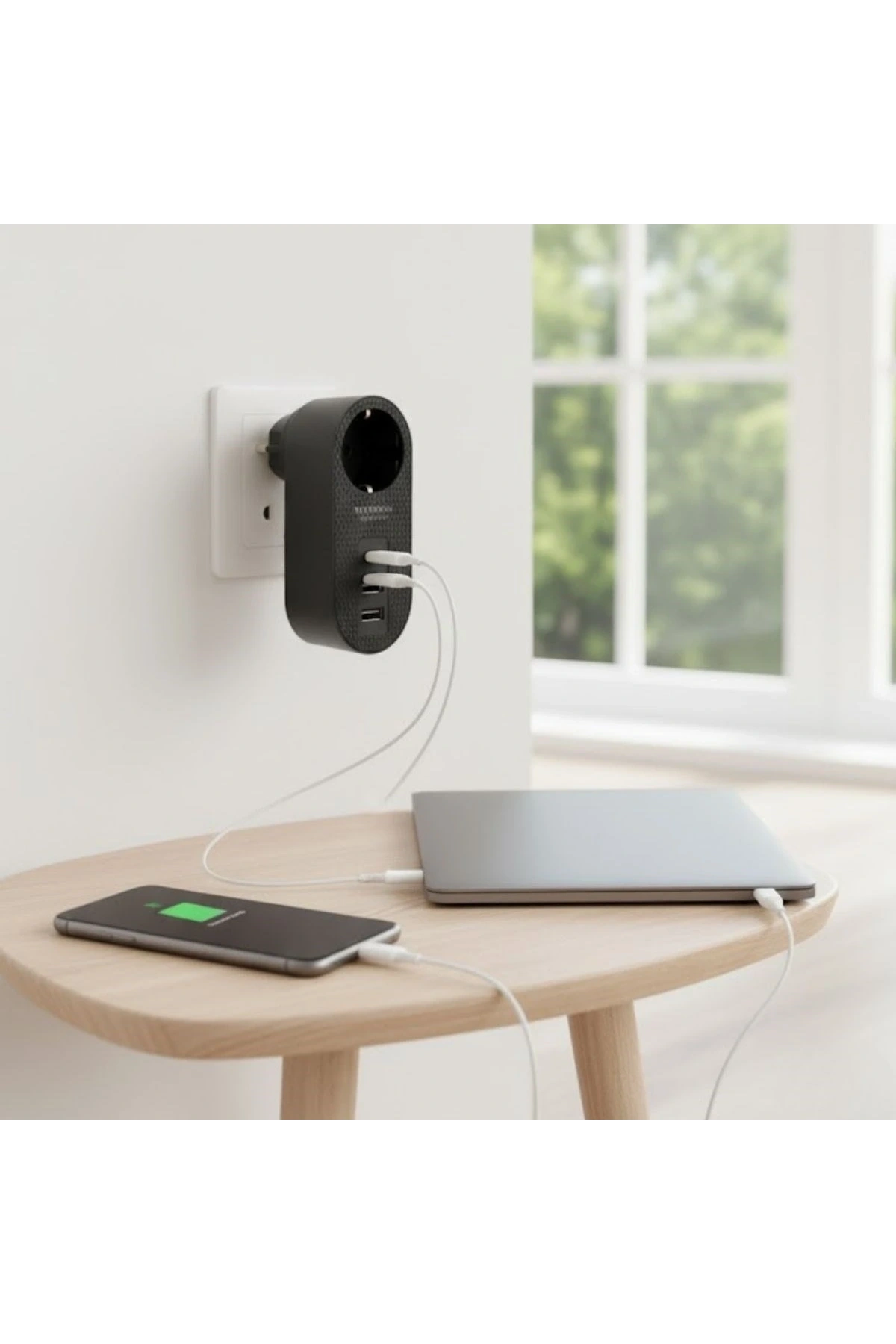 2 USB,1 TYPE-C Girişli 1'li Çocuk Korumalı,Isıya Karşı Dayanıklı 2500Watt Termal Akım Korumalı Priz (5047)