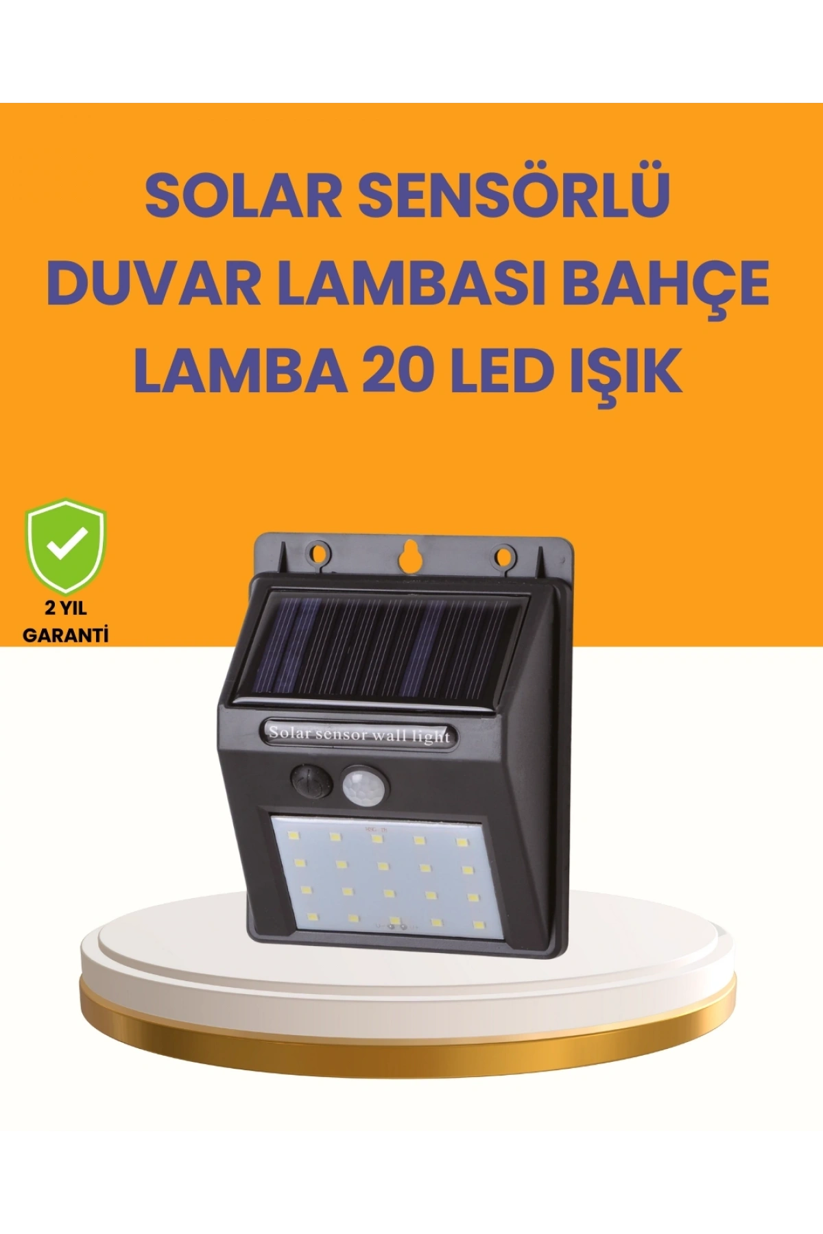20 LED Güneş Enerjili Hareket Sensörlü Dış Mekan Duvar Lambası