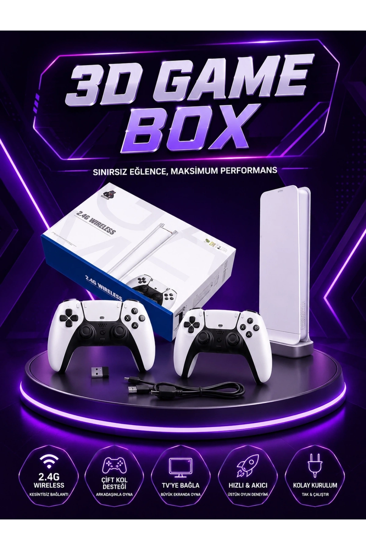 20.000 Yüklü Oyunlu Kablosuz Retro Oyun Konsolu 4K Destekli