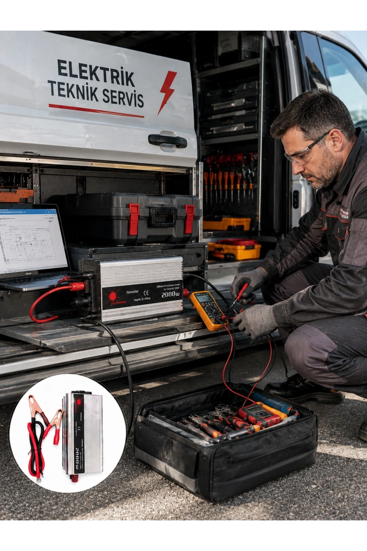 2000W Yüksek Güçlü Araç İnvertörü Priz Çıkışlı Elektrik Dönüştürücü