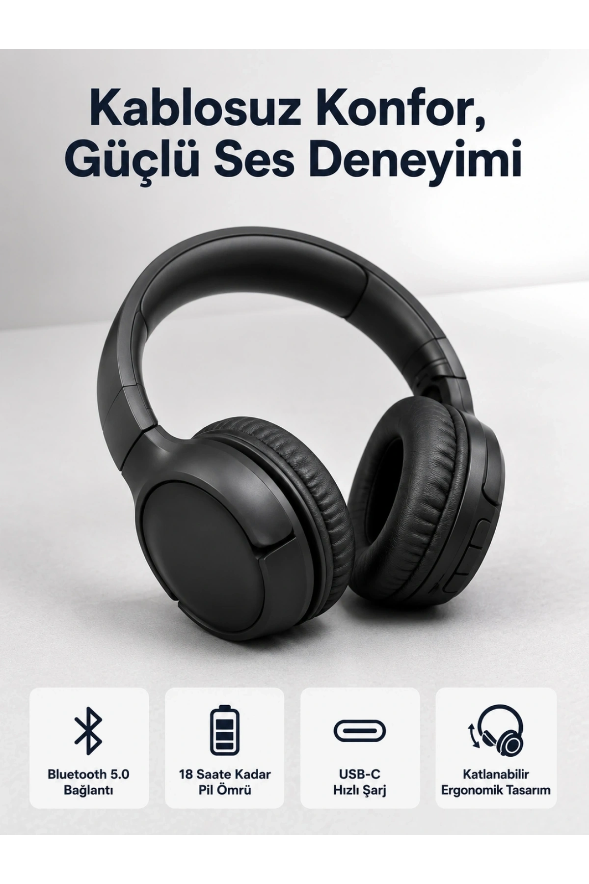 2025 Model Kulak Üstü Bluetooth Hoparlör ANC Özellikli