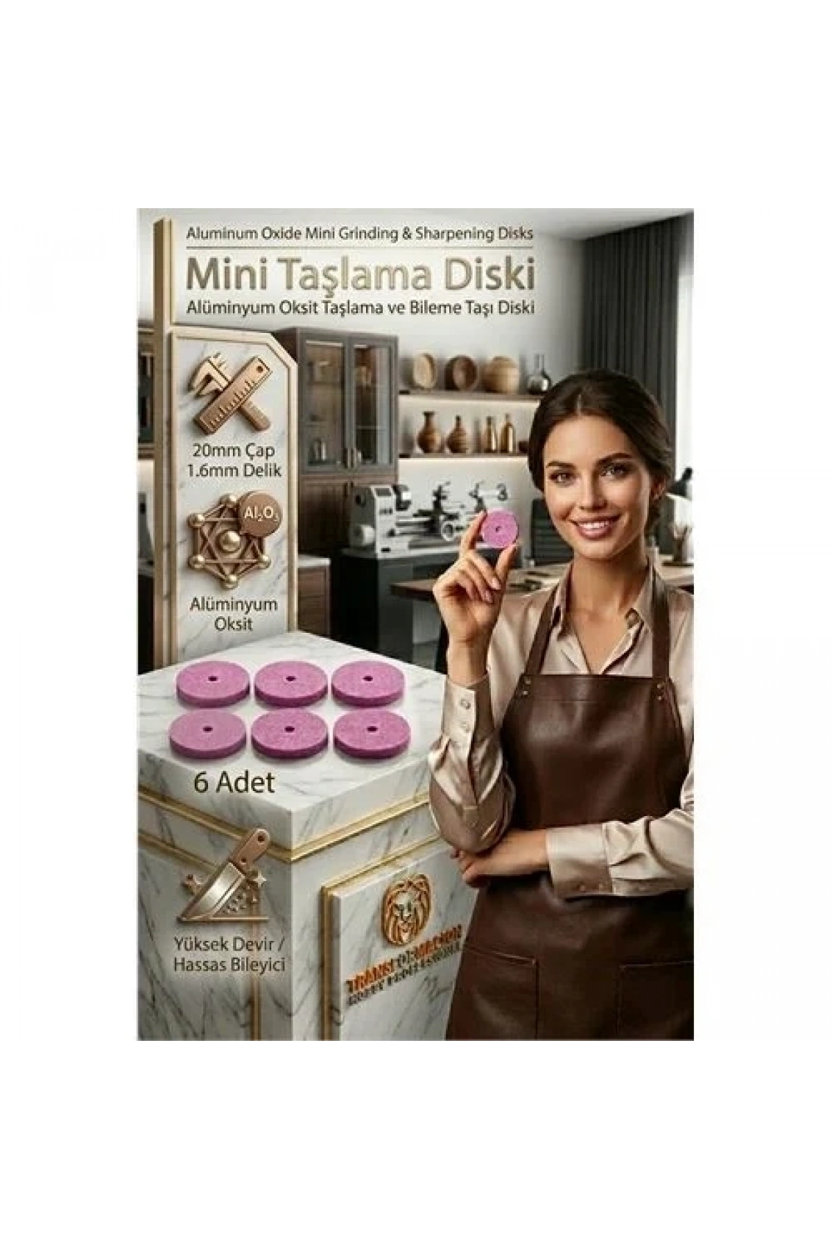 20mm Mini Taşlama Diski, Metal Bileme Ve Çapak Alma Taşı 6 Adet 723236