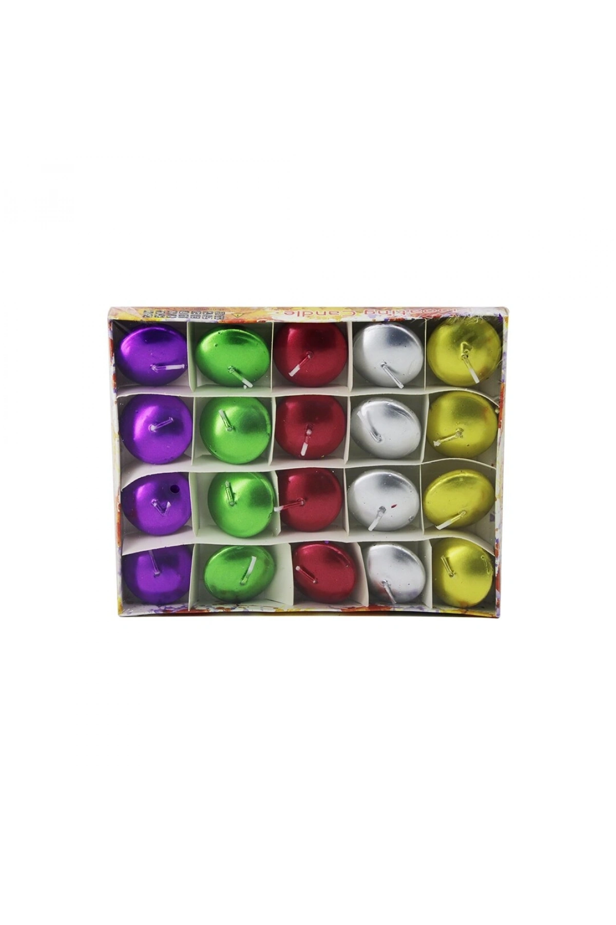 20PCS SUDA YÜZEN MUM BEYAZ - RENKLİ (5047)