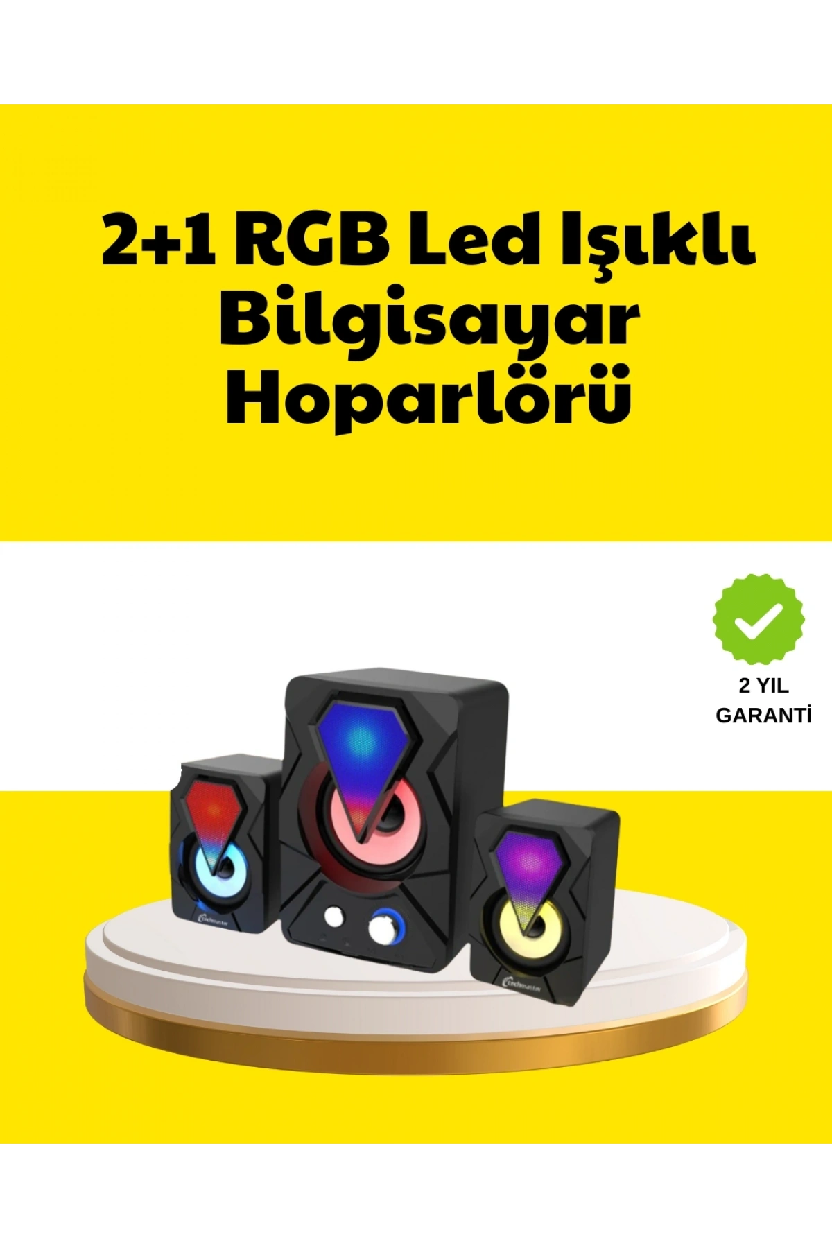 2.1 USB Bağlantılı Oyun Hoparlörü Renkli LED Işıklı