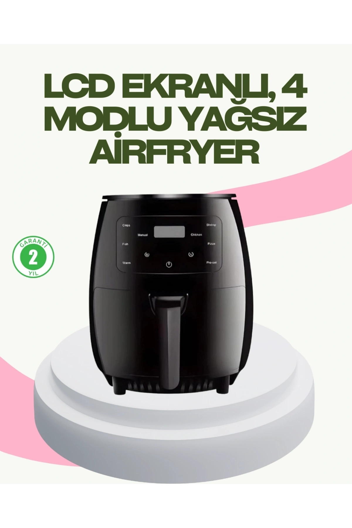 2400W Güçlü Airfryer 6L Yapışmaz Hazne Bulaşık Makinesi Uyumlu