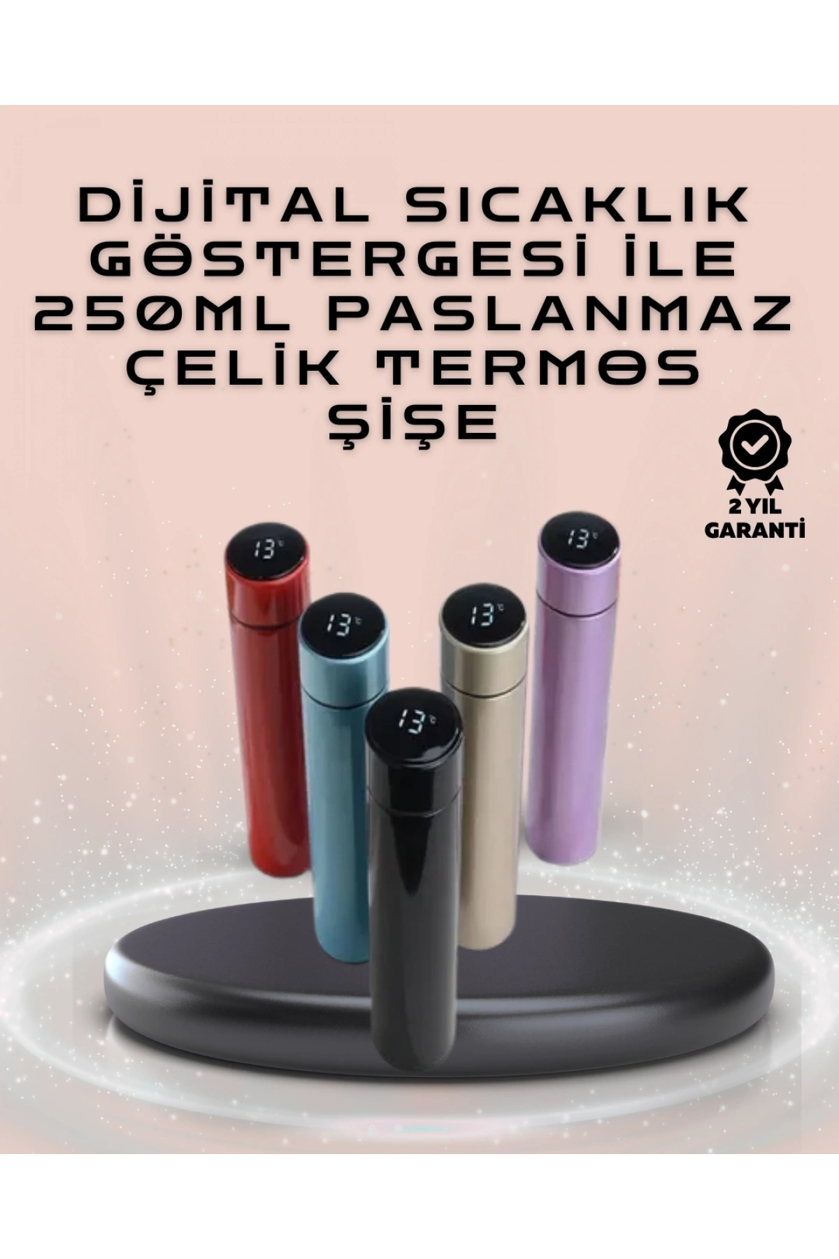 250ml LED Ekranlı Paslanmaz Çelik Akıllı Termos