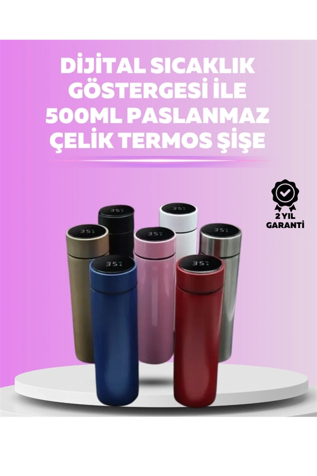 250ml LED Ekranlı Paslanmaz Çelik Akıllı Termos