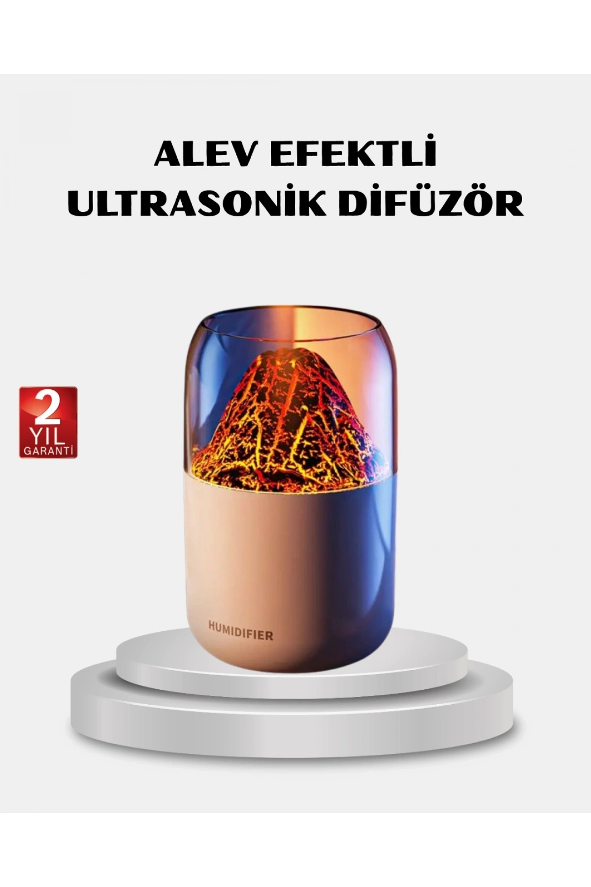 280ml Alev Işıklı Ultrasonik Hava Nemlendirici Sessiz ve USB Şarjlı