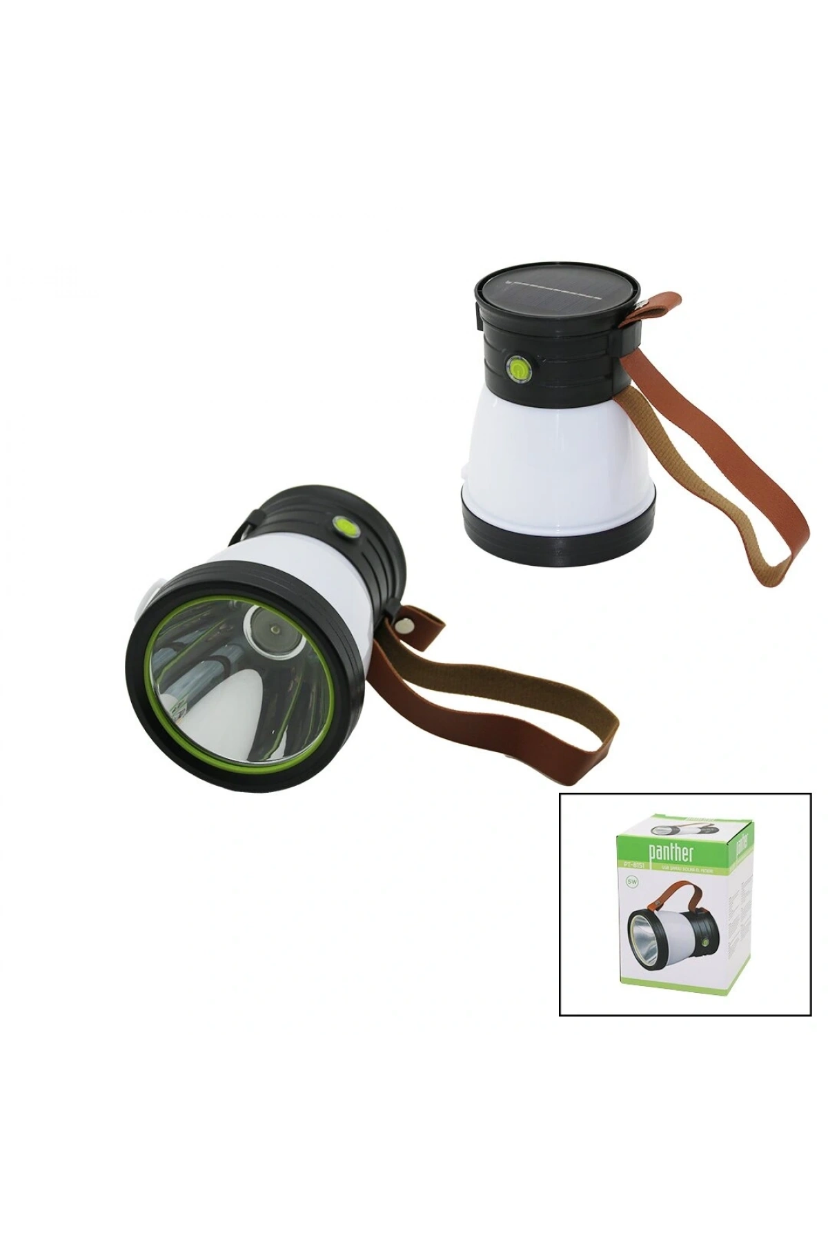 2İN 15W+360°SMDEL FENERİ SOLAR- USB ŞARJ POWERBANK 500LM IŞIK AYARI FLAŞÖR SUNİ DERİ KULP PT-8151 (5047)